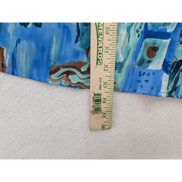 Christie & Jill Women's Top Size 2X Blue Print Short Sleeve Button-up Tunic - Picture 10 of 14